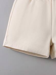 BrownBark 2pcs Baby Boys Gentleman Style Outfit Set, Bowknot Decor Casual Short Sleeve Shirt & Bib Shorts, Suitable For Birthday Party, Formal Occasion, Wedding, Christening, 1st Birthday Celebration, Daily Wear