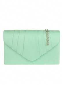 Girly Handbags Womens Faux Suede Pleated Clutch Bag - Mint Green - View 2