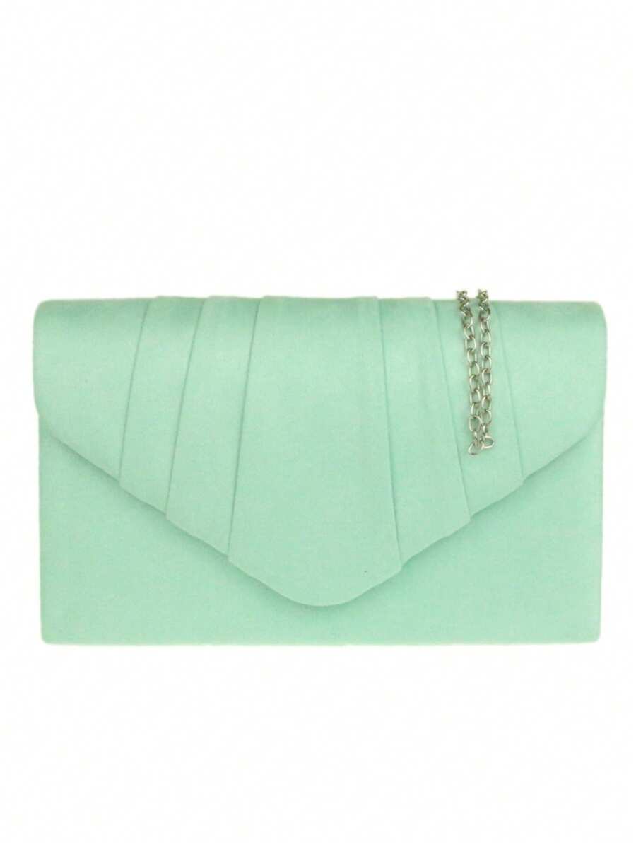 Girly Handbags Womens Faux Suede Pleated Clutch Bag