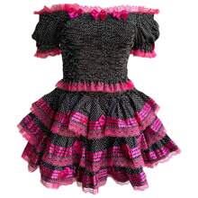 Polka Dot Country Style Set - Skirt And Blouse - São João Festival, June Festival, Arraia, Polka Dots - 玫紅色 - 查看 3