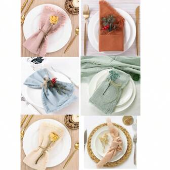 1/4/6 pezzi Tovaglioli di stoffa fatti a mano, tovaglioli primaverili di Pasqua con frange, tovaglioli da pranzo rustici in confezione, per matrimoni, feste, festa di nascità, decorazione tavola