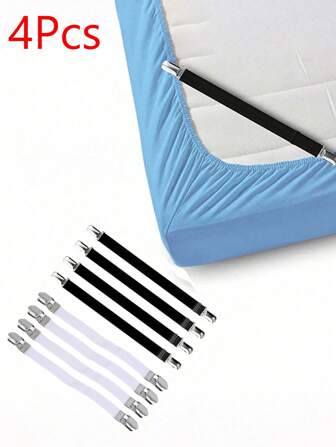 4PCS Bed Sheet Fasteners Holder Gadgets For Home Elastic Straps Adjustable Clips For Bed Sheet Regular Organizer Mattress Cover Clips Home Textiles Accessories