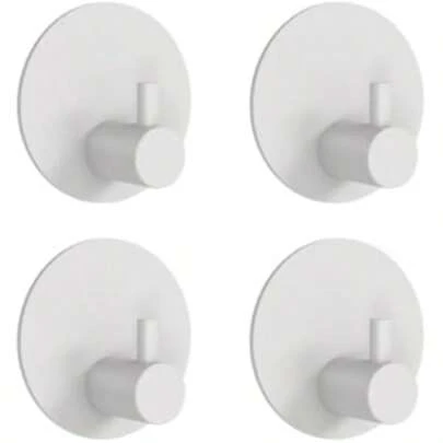 MiLaiWP Upgraded No-Drill Stainless Steel Hooks - 4/6/8 Pcs Super Strong Adhesive Hooks, Suitable For Bathroom, Kitchen, Bedroom | Heavy Duty Waterproof Tape | White/Black Round Wall Hooks