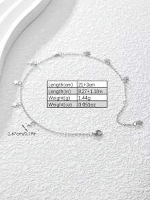 SYMFNY 1pc 925 Sterling Silver Minimalist Smooth Five-Pointed Star Anklet, Suitable For Women Daily Wear And Vacation