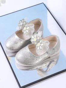 1 双全新时尚婴幼儿水钻装饰平底鞋 - 銀色 - 查看 4