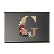 Metal Card Box Holds 6 Card Cases Men RFID Blocking Metal Slim Wallet Credit Card Holder Slim Wallets Money Bag Card Cover Initial Name A To Z Letter Printing Anti-Scan Credit Card Holder Thin ID Case - Black - View 11