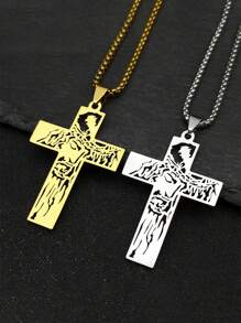 嘻哈荆棘冠冕耶稣项链 男女款 不锈钢金色/银色 基督教男性链条首饰 - 項鍊 - 查看 1