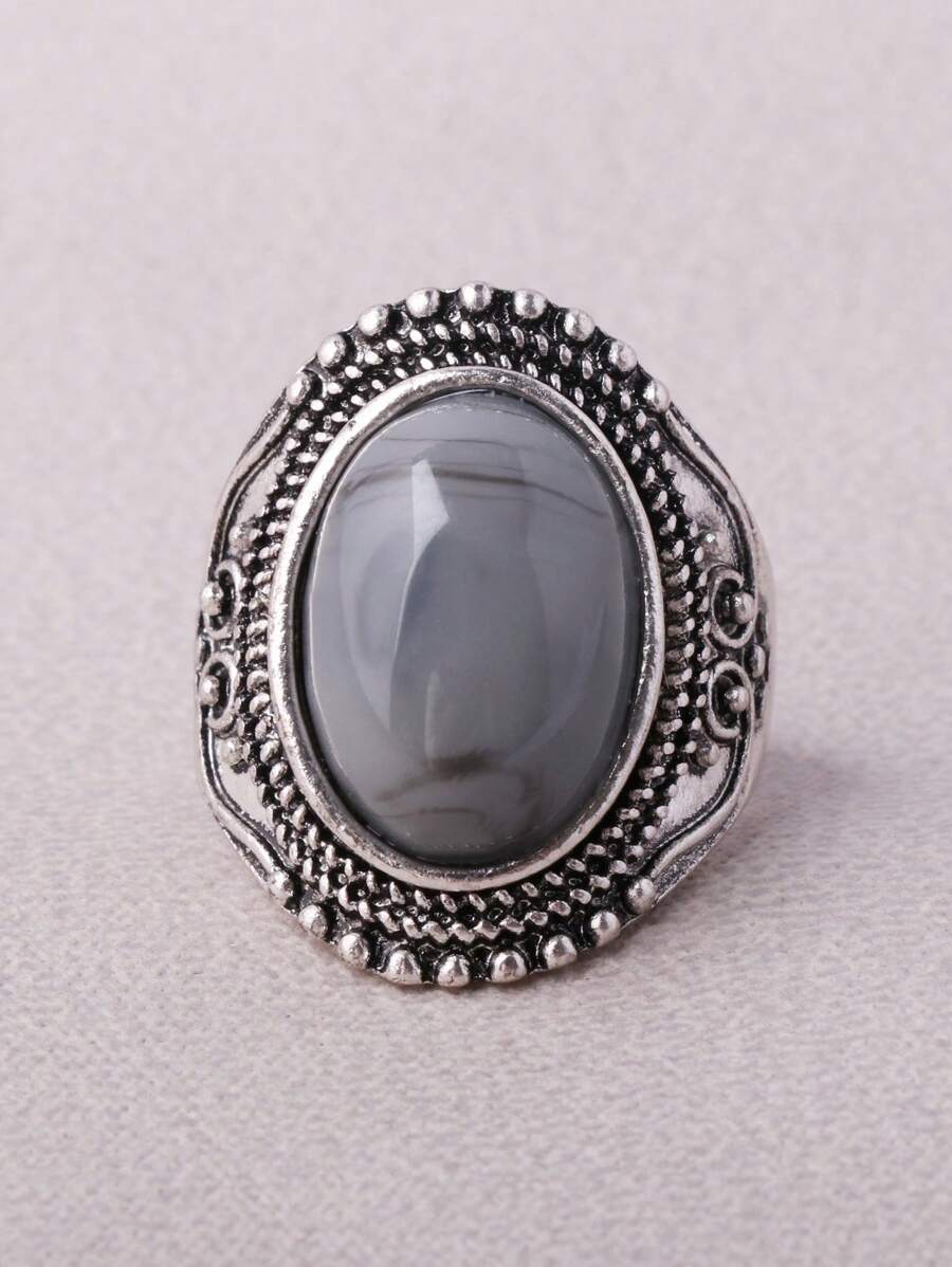 1pc Grey Oval Signet Ring, Simple & Practical Multifunctional | SHEIN USA