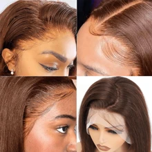 CEXXY Perruques Bob Chocolat 180% 13X4 HD Perruques Frontales en Dentelle Transparente Cheveux Humains 100% Cheveux Humains Pour Femme Perruque Pré-Plumée