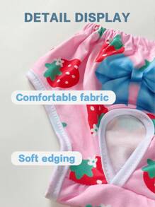 1 pièce/2 pièces Mignons sous-vêtements physiologiques pour animaux de compagnie avec imprimé nœud et fraise, culottes anti-harcèlement pour chiens et chats de taille moyenne/petite