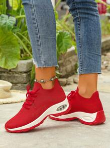 女士休闲透气减震步行鞋，时尚厚底运动鞋