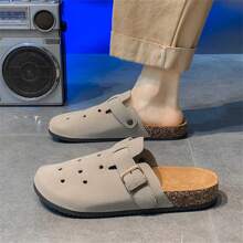 男士木纹一脚蹬穆勒鞋、软木夏季休闲露背凉鞋、男女通用大码办公室木屐