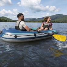 Importadora La Merced Inflatable Raft Boat With Pump To Inflate Blue Raft + 1 Pair Of Hydro Force Trek Oars For 2 People - Blue - View 1