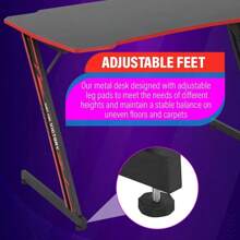 47-Inch Modern Z-Shaped Computer Desk For Home Office With Convenient Headphone Hook - Stylish And Functional Workstation