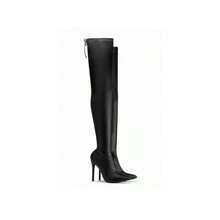 Nine West Liliana Gisele-50 BLACK Leather Stretchy Thigh High Pointy Stiletto Heel Boot (11)