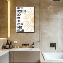 1pc Inspirational Wall Art Wrapped Framed Canvas Wall Art Poster Abstract A Poster With The Words A Little Progress Each Day Can Add Up To Big Results Home Decoration Wall Art For Living Room Bedroom Bathroom Kitchen Apartment Hotel - Framed, Vertical