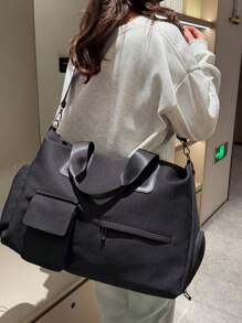 1 pieza Bolsa de gimnasio para separación húmeda y seca, negra, bolso de fitness unisex para viajes con gran capacidad y compartimento independiente para zapatos