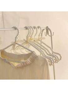 1件/2件粉色/白色40厘米塑料衣架，户外衣架，仿珍珠珠蝴蝶结防滑衣架，仿珍珠连衣裙，长裤，儿童衣架内衣架