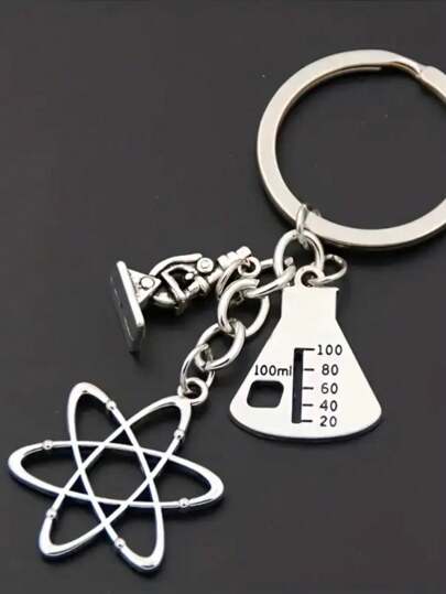 1 breloc cu tematică științifică, breloc metalic cu accesorii chimice, pandantiv atomic și cu balon, perfect pentru profesori și studenți de chimie, accesorii auto și pentru geantă - cadou de Ziua Mamei - cadou de Ziua Tatălui, accesorii auto, pandantiv pentru geantă școlară, drăguț gotic Y2k