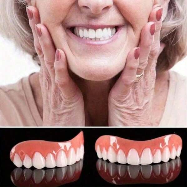 2 pezzi/set nuovo aggiornamento di denti finti per mascherina dentale superiore e inferiore, non porosi, decorazione per sorriso perfetto