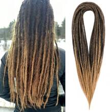 Extensiones de rastas de 24 pulgadas con 10 hebras, rectas, delgadas de 0,6 cm, sintéticas hechas a mano, pelo reggae peinado para , suaves, para estilo hip-hop