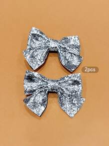 2 件装闪亮蝴蝶结发夹，适合女孩的发饰，无损 - 彩色 - 查看 3