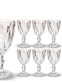 Conjunto 6 Taças de Vidro 340ml Transparente Furta-Cor e Âmbar Elegância para Todas as Ocasiões