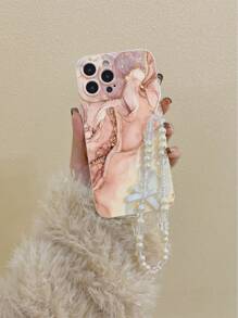 1pc Porous Tie Dye Marble Pattern Painted Thick Anti-Drop Beaded Bracelet Phone Case Protective Cover Compatible With IPhone 16/11/16pro/16plus/16promax/16e/15Promax/13/14/12/XS/XR/7G/8P, Compatible With Samsung Galaxy S25/S25PLUS/S25 Ultra/A16/A36/A26/A56/A50/A12/A32 Waterproof Shockproof Scratch Resistant - Multicolor - View 3