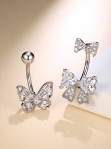 Leocuci Cute Belly Buton Rings Butterfly Bow 14G Stainless Steel Belly Button Ring For Women Body Piercing Jewelry Navel Rings - 2pcs Per Set - View 12