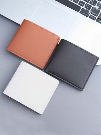 Men's Short Wallet, Men's Leather Wallet, Men's Wallet, Simple Without Logo