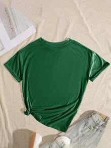 Women Camouflage Bow Design Round Neck Short Sleeve Casual Basic T-Shirt, Summer