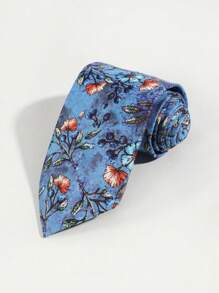 1pc Men's Floral Pattern Tie, Suitable For Sports, Travel, Daily Party Matching