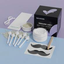 Bộ dụng cụ làm nóng ráy tai và mũi WAXKISS Mini cầm tay kèm 50g hạt sáp cứng và khăn lau sau khi tẩy lông, nhỏ gọn và tiện lợi khi đi du lịch, giải pháp tẩy lông chuyên nghiệp dành cho nam và nữ - trắng - Xem 2