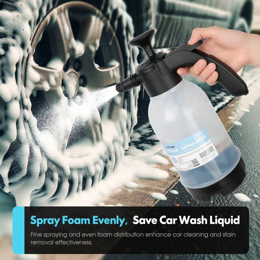 Carsun 2L High Capacity Manual Air Pressure Watering Can For Home & Car, Transparent Foaming Bottle