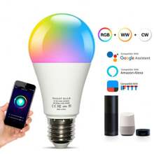 1 件 WiFi 蓝牙智能灯泡 RGB A60/A70 涂鸦灯泡 85V-265V LED 灯泡智能生活应用程序控制支持 Alexa Home Assisatnt 灯泡 1 件 9/15W 涂鸦灯泡