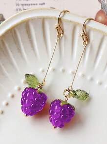 1 Par de Pendientes con borlas en forma de frambuesas rojas/fresas para mujeres, frescos y dulces, elegantes y de moda, versátiles