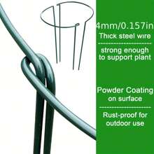 8/10 Pack Plant Support Stakes, Half Round Metal Garden Plant Stake Indoor Peony Cages And Supports, Green Plant Support Ring Border For Tomato,Hydrangea,Flower Outdoor