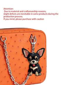 可爱黑白吉娃娃亚克力钥匙扣 - 防止钥匙丢失 - 卡通动物吊坠，带龙虾扣，时尚背包配件和礼品之选，狗狗饰品，狗狗钥匙扣，PVC材质，双面印刷，图像清晰，色彩鲜艳，龙虾扣