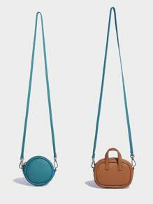 时尚秋冬复古美拉德纯色设计 PU 手提包，保龄球包带小吊坠设计，双手柄，方形拼接，公文包，通勤包，适合旅行购物、通勤、聚会、节日。，包包女士优雅，女士包优雅，奢华 - 彩色 - 查看 12