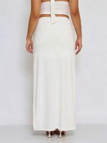 Eloá Long Skirt With Gathered Side Slit - 白色 - 查看 3