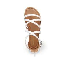 Women Gladiator Thong Sandals Summer Cross Strappy Flat Sandals With Back Zipper Casual Fashion Beach Dress Fisherman Shoes - trắng - Xem 4