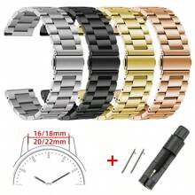 1pc Unisex Solid Stainless Steel Three Bead Dual Button Folding Buckle Watch Band, Compatible With Samsung Galaxy Watch 6/5/4, Watch, Watch, 22mm 20mm 18mm 16mm, Comes With Band Adjustment Tool - MZ/PKSZ - View 1