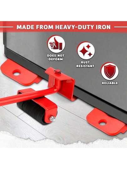 Set de 5 piezas de herramientas profesionales para mover muebles con barra elevadora, ruedas y deslizadores para mover muebles y electrodomésticos pesados