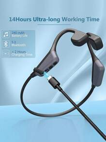 Bone Conduction Wireless Sports Earphones, Large Battery Capacity Ultra-Long Standby, IPX6 Waterproof, ENC Smart Noise-Proof Ear-Hook Bluetooth Headphones