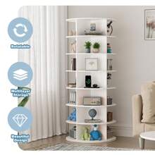 7-Tier Spinning Shoe Rack, 360° Rotating Shoe Organizer Tower, Vertical Carousel Storage For Shoes And Handbags - White - View 5