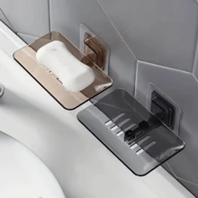 1 caixa de sabonete transparente para pendurar na parede com drenagem, suporte para sabonete transparente com dreno, prateleira para banheiro, caixa para armazenamento de sabonete, caixa para armazenamento de sabonete sem instalação de sabonete, bandeja de plástico para sabonete de volta às aulas