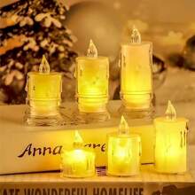 24 Pcs LED Electronic Candles, Crystal Mini Realistic Birthday Decorative Candle Holders, Transparent Dripping Romantic Atmosphere Candles, Tea Lights, Birthdays, Parties, Weddings, Holiday Decorations, Electronic Candle Lights With Batteries, LED Candles, Fake Candles, Candle Lights, Flameless Candles, Gifts, Home Decor