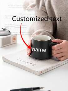 1pc Customized Name Ceramic Mug, Personalized Text Or Letter Coffee Cup, Outdoor Camping Mug, Suitable As Bridesmaid Gift, Friend Gift, Mother Gift, Valentine Gift