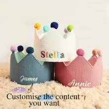 Personalized Hand Embroidered Birthday Crown, Baby First Birthday Party Hat, Birthday Crown With Name, Toddler Birthday Crown, Party Crown Back To School