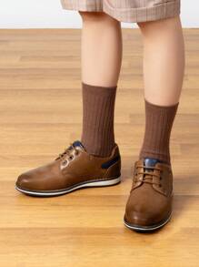 Boy'S Casual Dress Oxford Comfort Uniform Formal Shoes - 咖啡棕 - 查看 4